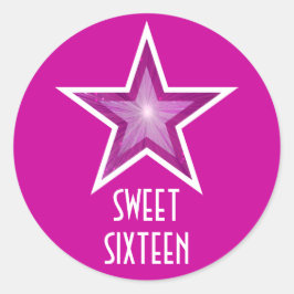 ピンクスター'Sweet sixteen'ラウンドステッカーピンク ラウンドシール