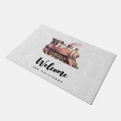 ピンクスチームトレインヴィンテージスタイルへようこそ ドアマット (アングル)