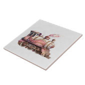 ピンクスチームトレインヴィンテージスタイル タイル (側面)