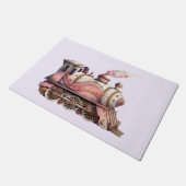 ピンクスチームトレインヴィンテージスタイル ドアマット (アングル)