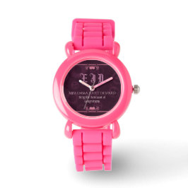 ピンクスチームパンクモノグラム、金属ハート、コーグ 腕時計