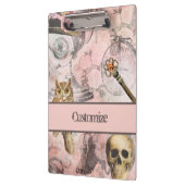 ピンクスチームパンクレトロゴシックフクロウ鍵 クリップボード (左)