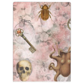 ピンクスチームパンクレトロゴシックフクロウ鍵 クリップボード (裏面)