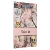 ピンクスチームパンクレトロゴシックフクロウ鍵 クリップボード (右)