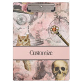 ピンクスチームパンクレトロゴシックフクロウ鍵 クリップボード (正面)