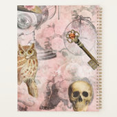 ピンクスチームパンクレトロゴシックフクロウ鍵 プランナー手帳 (裏面)