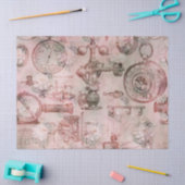 ピンクスチームパンク時計と時計のデコページ 薄葉紙 (クラフト)