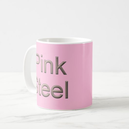 ピンクスチールピンクマグ コーヒーマグカップ (正面左)