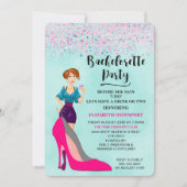 ピンクスティレットとパーティーガールバチェロレッテ招待状 招待状 (正面)