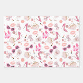 ピンクスティレット口紅バッグメガネ離婚パーティー ラッピングペーパーシート (正面2)