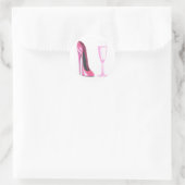 ピンクスティレット靴とシャンパングラス ラウンドシール (バッグ)