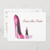 ピンクスティレット靴と口紅アート 案内ポストカード (正面/裏面)