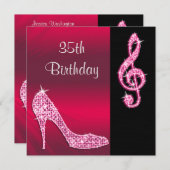 ピンクスティレット&トレブルクレフト35誕生日 招待状 (正面/裏面)
