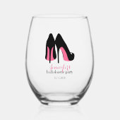 ピンクスティレトスガールズナイトアウトバチェロレッテ ステムなしワイングラス (正面)
