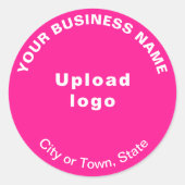 ピンクステッカーにラウンドパターン文字のビジネスブランド ラウンドシール (正面)