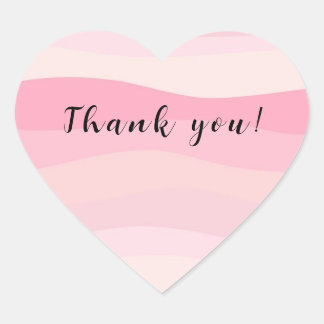 ピンクステッカーストライプのありがとう ハートシール