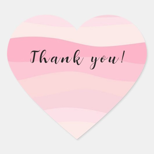 ピンクステッカーストライプのありがとう ハートシール (正面)
