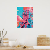 ピンクステップズ建物 ポスター (キッチン)