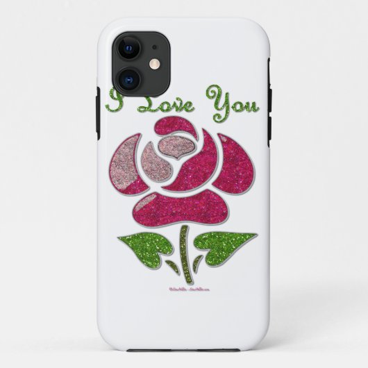 ピンクステンシルバラのI Love You Case-Mate iPhoneケース (裏面)