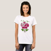 ピンクステンシルバラのI Love You Tシャツ (正面フル)