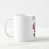 ピンクステンシルバラ私はあなたを愛 コーヒーマグカップ (左)