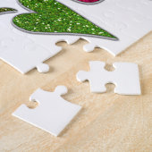 ピンクステンシルバラ私はあなたを愛 ジグソーパズル (側面)