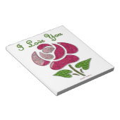 ピンクステンシルバラ私はあなたを愛 ノートパッド (アングル)