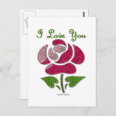 ピンクステンシルバラ私はあなたを愛 ポストカード (正面/裏面)