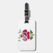 ピンクステンシルバラ私はあなたを愛 ラゲッジタグ (正面縦)