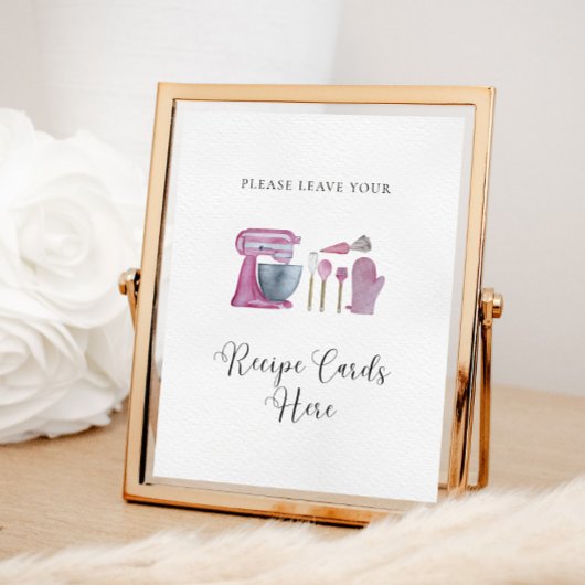 ピンクストックザキッチンレシピカードブライダルシャワー ポスター