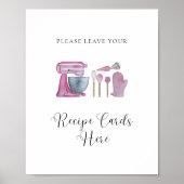 ピンクストックザキッチンレシピカードブライダルシャワー ポスター (正面)