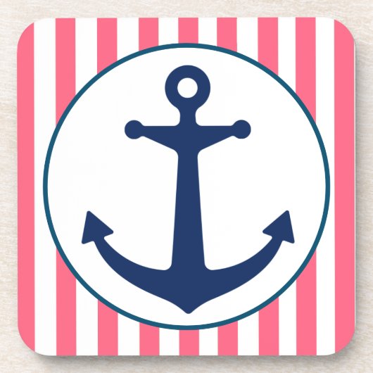 ピンクストライプいかり コースター (正面)