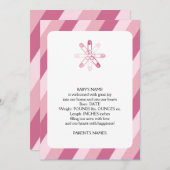ピンクストライプおむつピンベビー告知 案内状 (正面/裏面)