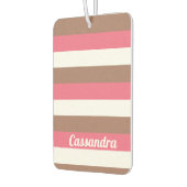 ピンクストライプがかった茶色の白をパーソナライズ カーエアーフレッシュナー (左)