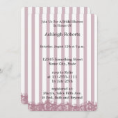 ピンクストライプとレースブライダルシャワー 招待状 (正面/裏面)