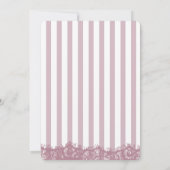 ピンクストライプとレースブライダルシャワー 招待状 (裏面)