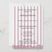 ピンクストライプとレースブライダルシャワー 招待状 (正面)