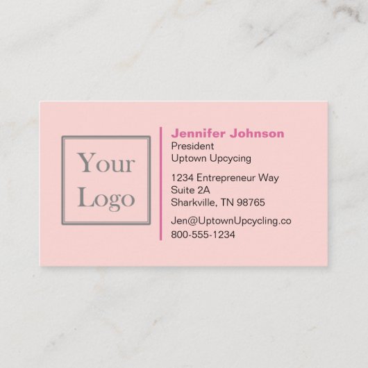 ピンクストライプと牡丹モノグラムの 名刺 (裏面)