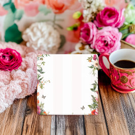 ピンクストライプと赤フローラ ポストイット