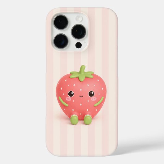 ピンクストライプのいちごの可愛いスマホケース Case-Mate iPhoneケース (裏面)