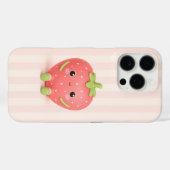 ピンクストライプのいちごの可愛いスマホケース Case-Mate iPhoneケース (裏面 (横))