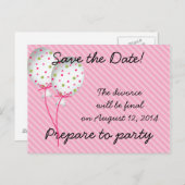 ピンクストライプのお祝い 案内ポストカード (正面/裏面)