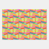 ピンクストライプのとグリーンの明るいクリスマスツリー ラッピングペーパーシート (正面2)