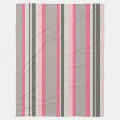 ピンクストライプのとグレーの色合い フリースブランケット (正面)