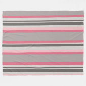 ピンクストライプのとグレーの色合い フリースブランケット (正面(横))