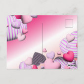 ピンクストライプのと白のハートバルーンValentine's ポストカード (裏面)