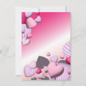 ピンクストライプのと白のハートバルーンValentine's 招待状 (裏面)