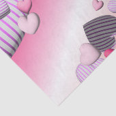 ピンクストライプのと白のハートバルーンValentine's 薄葉紙 (詳細)