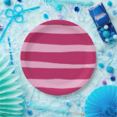 ピンクストライプのの使い捨てパーティー紙プレート ペーパープレート (パーティー)