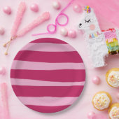 ピンクストライプのの使い捨てパーティー紙プレート ペーパープレート (パーティー)